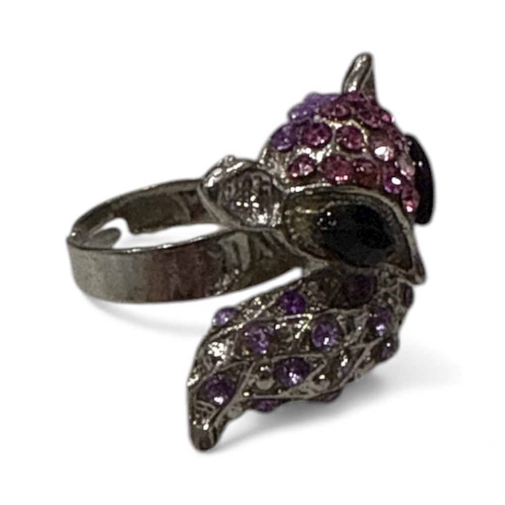 Silver Fox Adjustable Rhinestone Statement Ring - Picture 2 of 4
